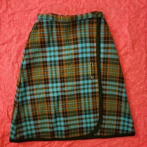 Vintage Bobbie Brooks Wool Plaid Tartan Wrap Skirt